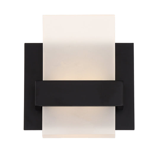 Eurofase Lighting Cambridge 6" 1-Light Dimmable Black Integrated LED Wall Sconce With Frosted Acrylic Shade