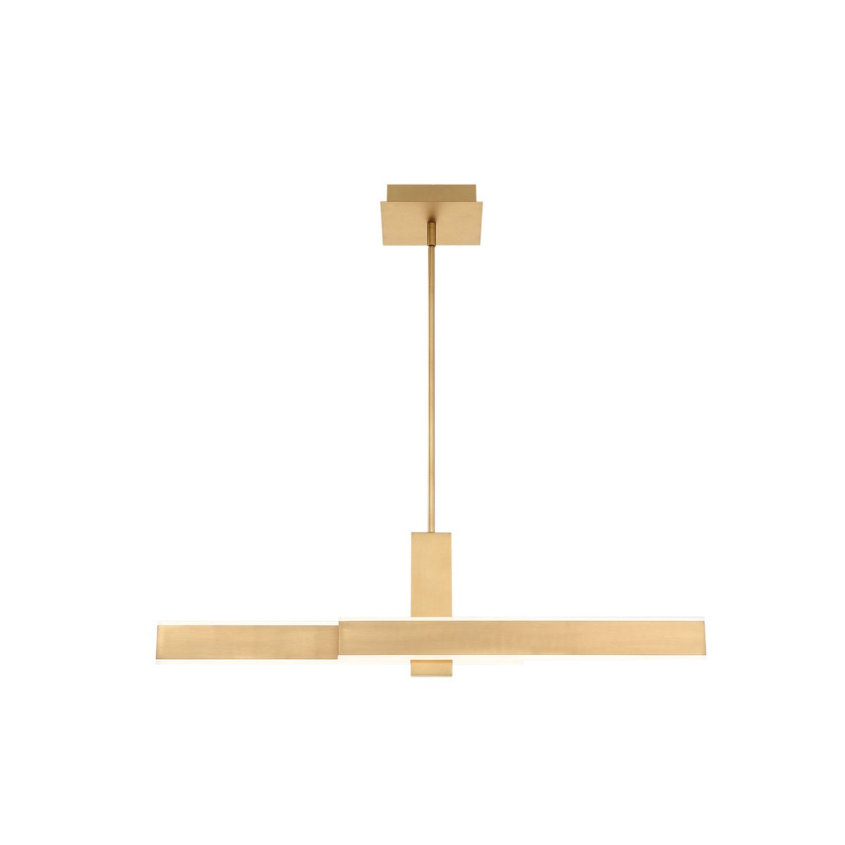 Eurofase Lighting Cameno 36" Small Dimmable Integrated LED Metal Linear Satin Gold Chandelier With Soft White Acrylic Shade