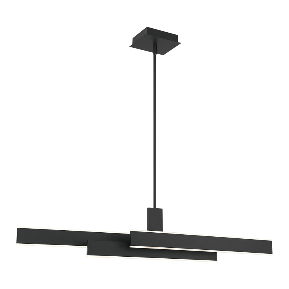 Eurofase Lighting Cameno 45" Medium Dimmable Integrated LED Metal Linear Matte Black Chandelier With Soft White Acrylic Shade