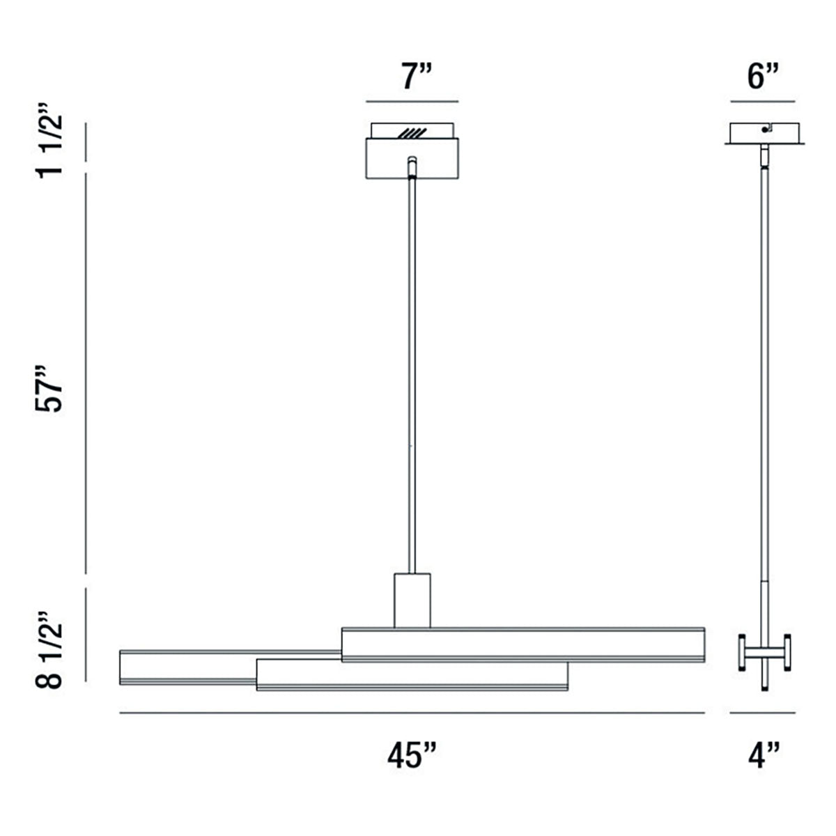 Eurofase Lighting Cameno 45" Medium Dimmable Integrated LED Metal Linear Matte Black Chandelier With Soft White Acrylic Shade