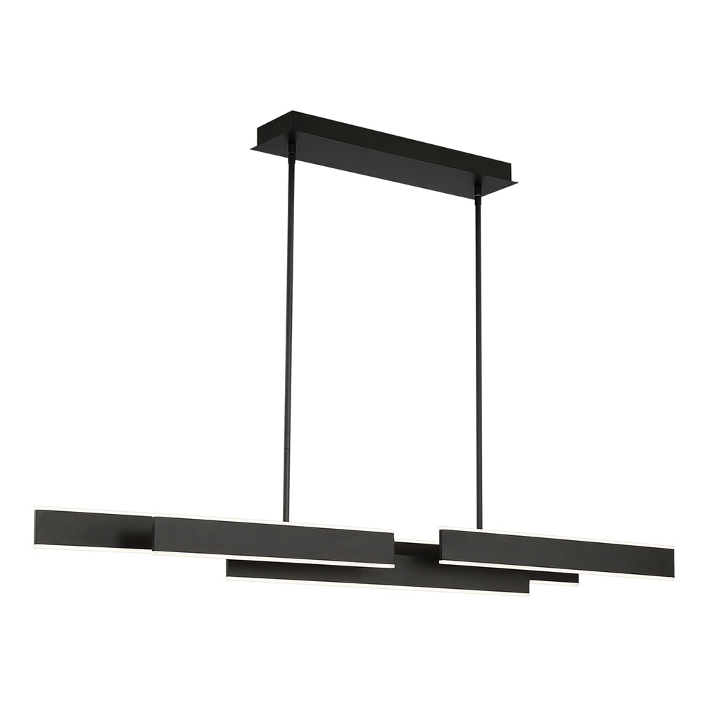 Eurofase Lighting Cameno 55" Large Dimmable Integrated LED Metal Linear Matte Black Chandelier With Soft White Acrylic Shade