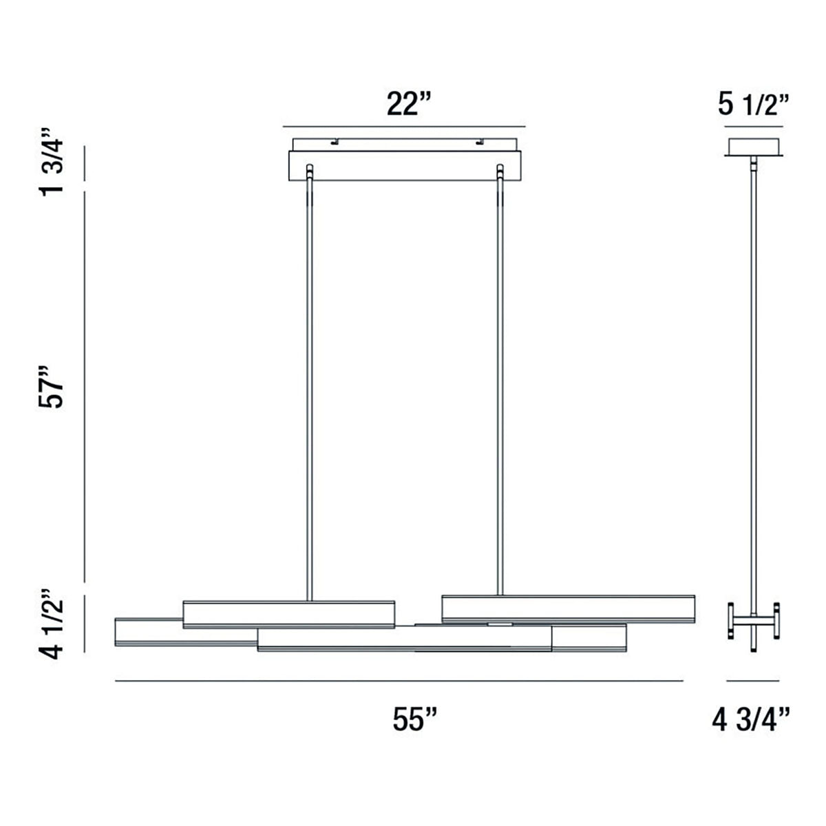 Eurofase Lighting Cameno 55" Large Dimmable Integrated LED Metal Linear Matte Black Chandelier With Soft White Acrylic Shade