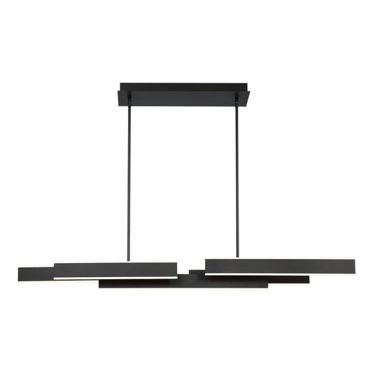 Eurofase Lighting Cameno 55" Large Dimmable Integrated LED Metal Linear Matte Black Chandelier With Soft White Acrylic Shade