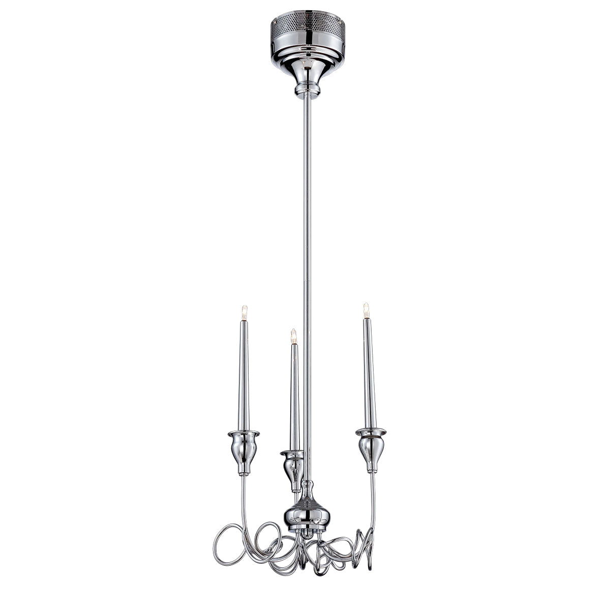 Eurofase Lighting Candela 10" 3-light Round Dimmable Halogen Bulb Chrome Chandelier With Candle Style Lights