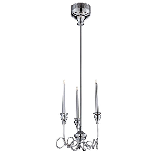 Eurofase Lighting Candela 10" 3-light Round Dimmable Halogen Bulb Chrome Chandelier With Candle Style Lights