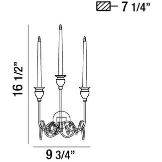 Eurofase Lighting Candela 17" 3-Light Dimmable Chrome Halogen Bulb Candle Wall Light Wall Sconce