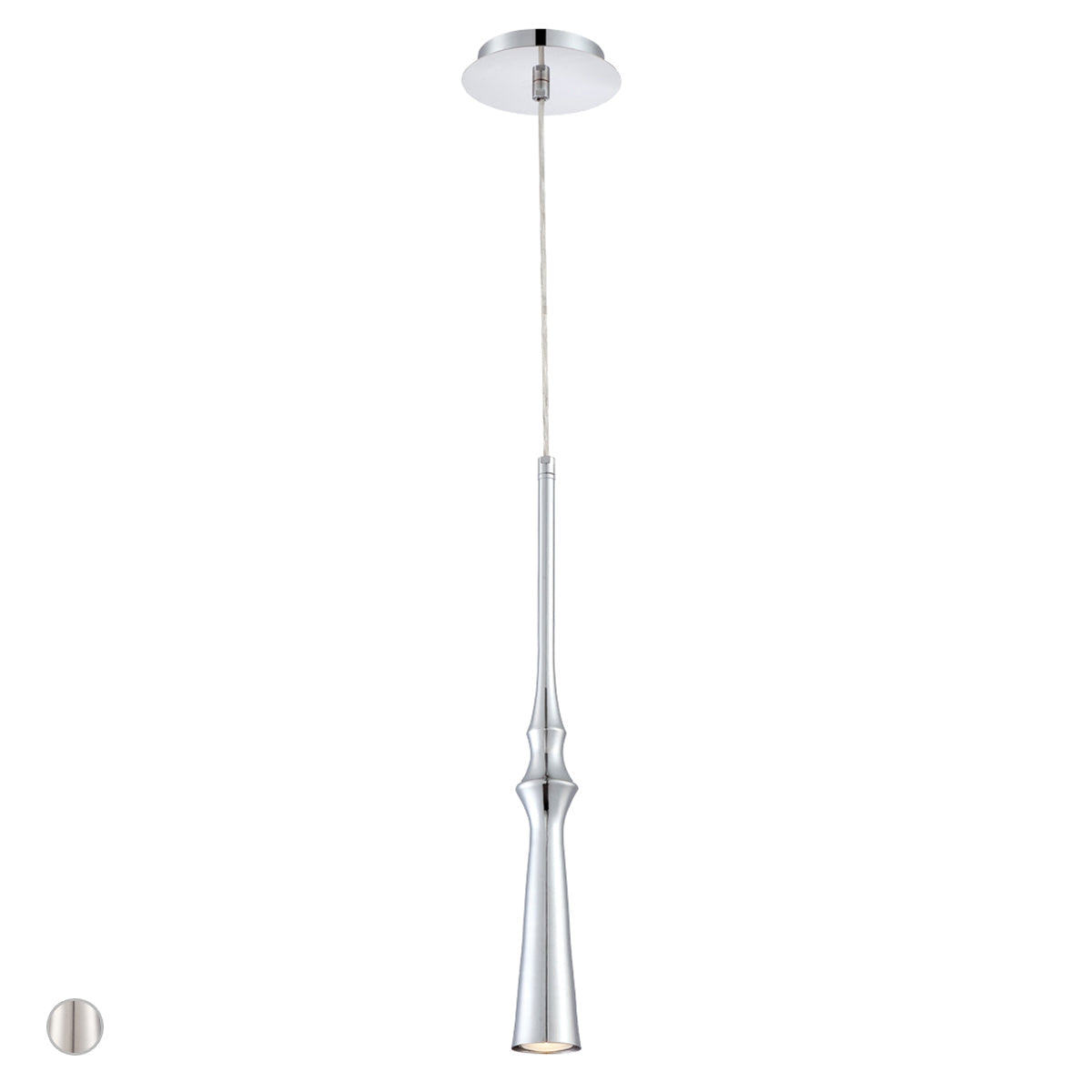 Eurofase Lighting Cani 18" Dimmable Halogen Bulb Chrome Pendant Light With Chrome Shade