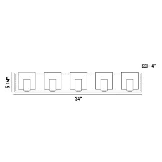 Eurofase Lighting Canmore 34" 5-light Dimmable Integrated LED Black Bath Bar With Frosted Acrylic Shades