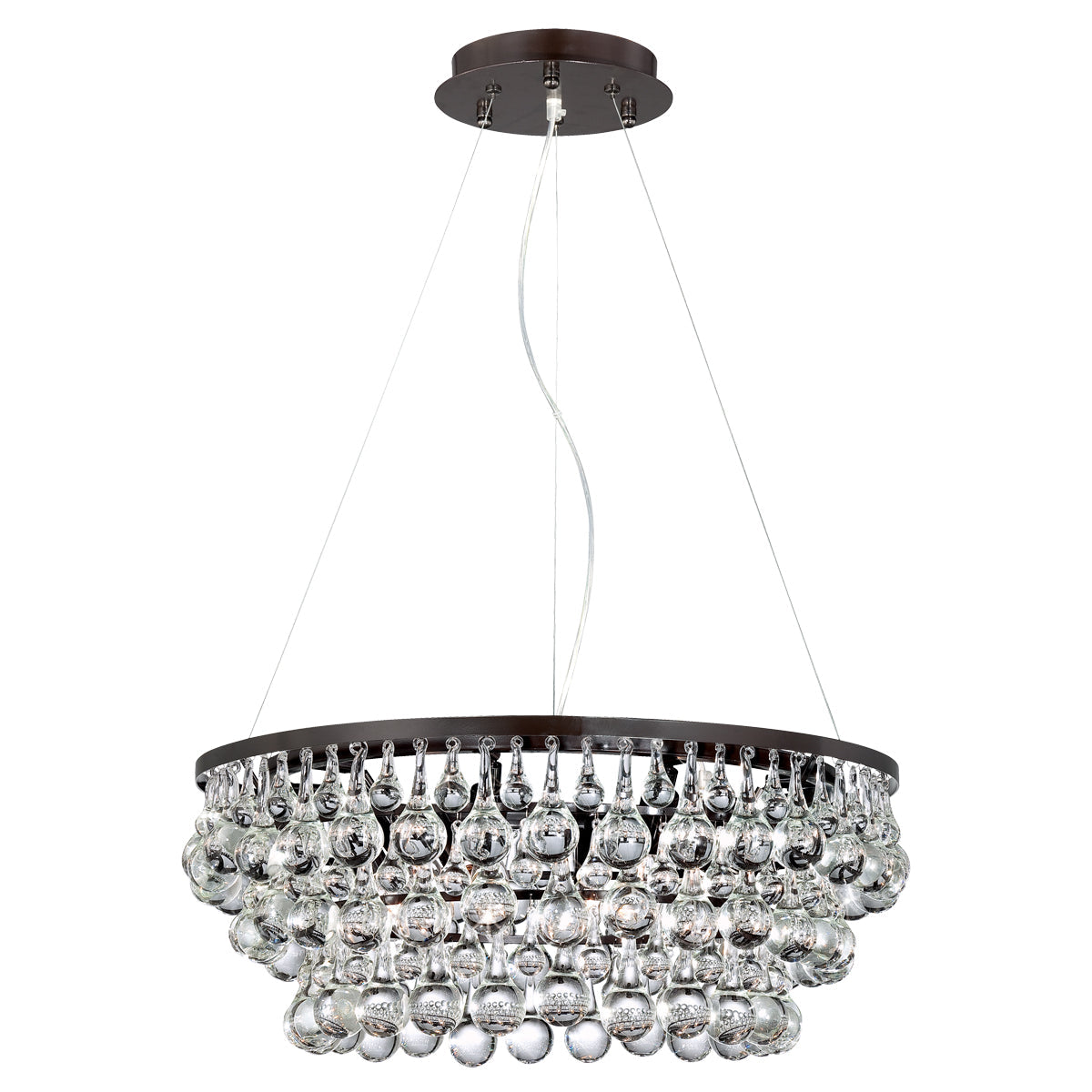 Eurofase Lighting Canto 28" 8-Light Dimmable Incandescent Round Bronze Chandelier With Crystal Glass Droplets Feature Shade