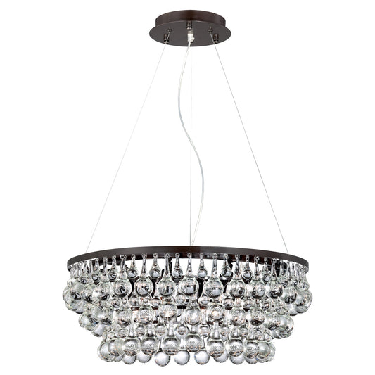 Eurofase Lighting Canto 28" 8-Light Dimmable Incandescent Round Bronze Chandelier With Crystal Glass Droplets Feature Shade