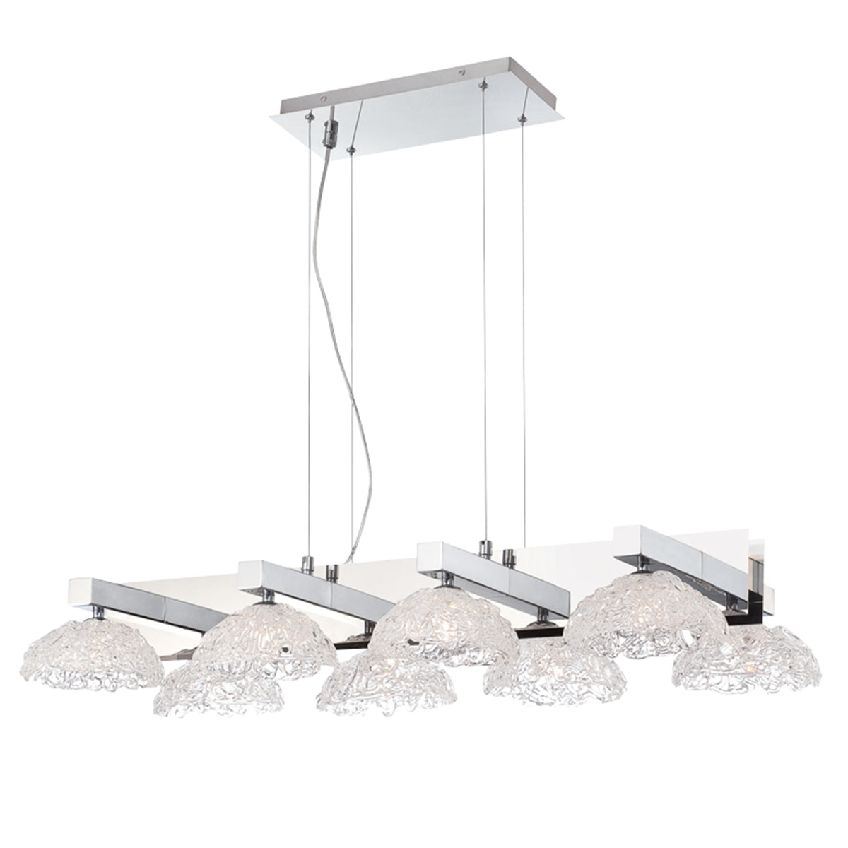 Eurofase Lighting Caramico 41" 8-light Linear Dimmable Halogen Bulb Chrome Chandelier With Handmade Clear Glass Shades