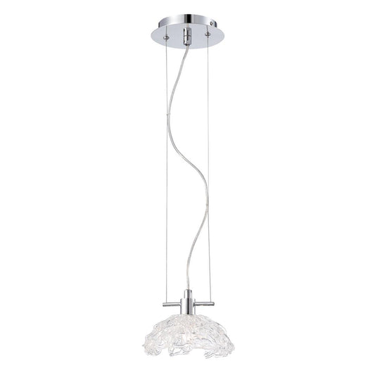 Eurofase Lighting Caramico 8" Dimmable Halogen Bulb Chrome Pendant Light With Handmade Clear Glass Shade