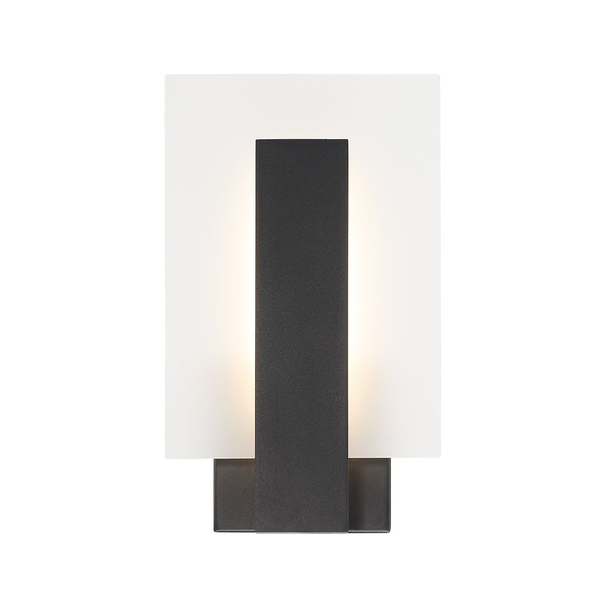 Eurofase Lighting Carta 12" 1-Light LED Integrated White Glass Shade Matte Black Steel Aluminum Wall Sconce