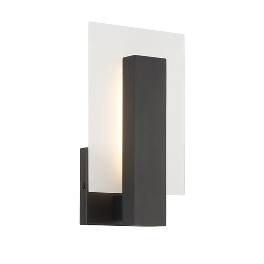 Eurofase Lighting Carta 12" 1-Light LED Integrated White Glass Shade Matte Black Steel Aluminum Wall Sconce