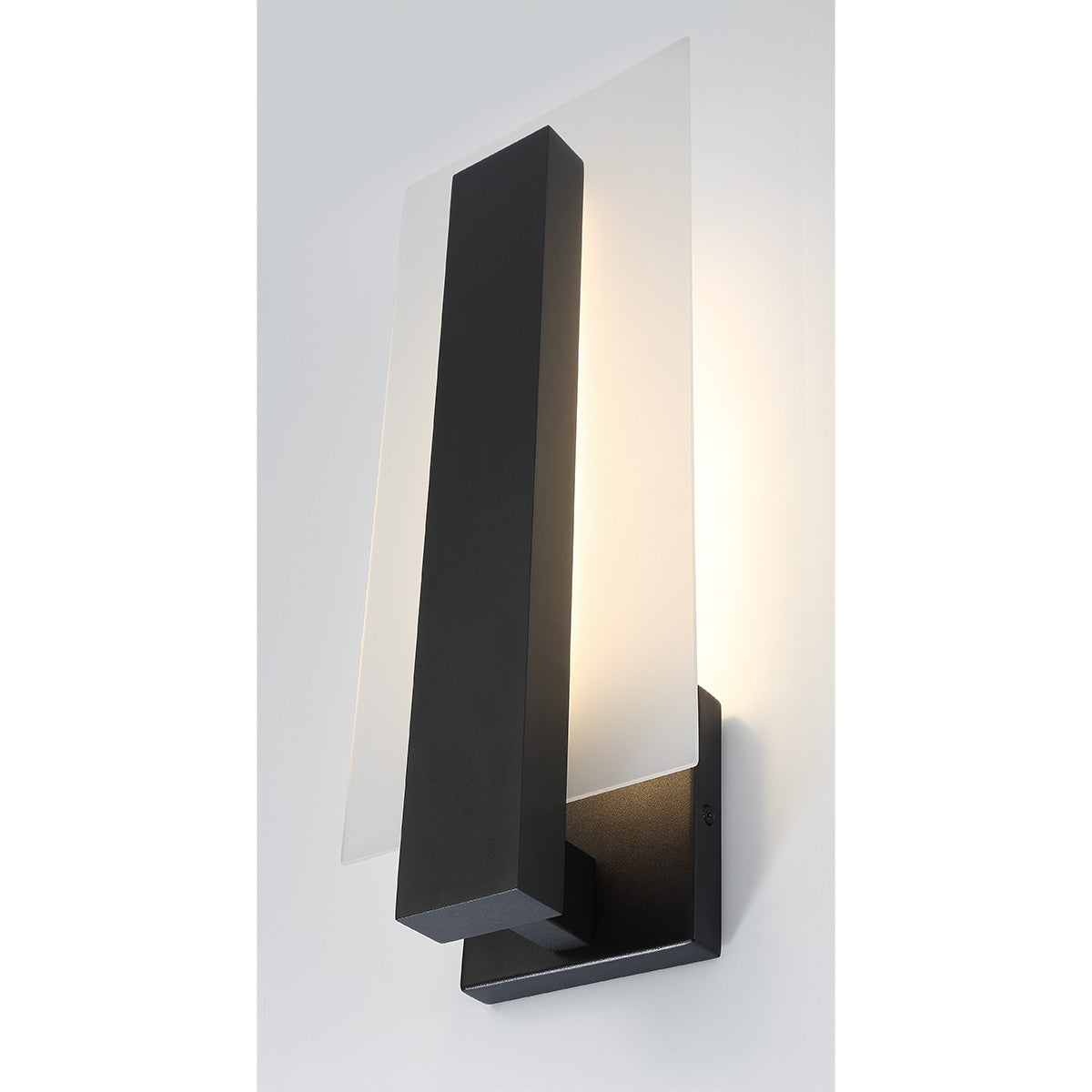 Eurofase Lighting Carta 18" 1-Light LED Integrated White Glass Shade Matte Black Steel Aluminum Wall Sconce