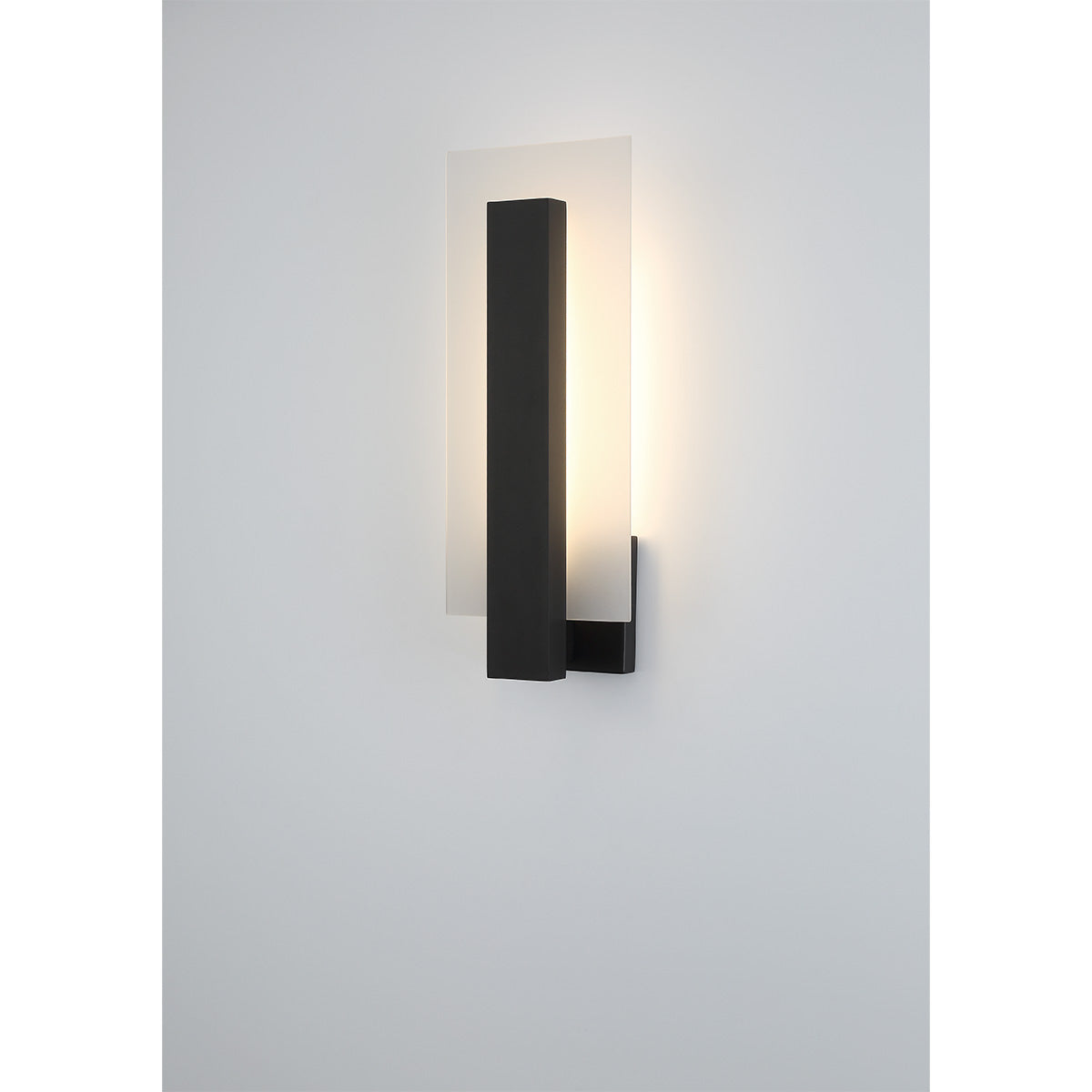 Eurofase Lighting Carta 18" 1-Light LED Integrated White Glass Shade Matte Black Steel Aluminum Wall Sconce