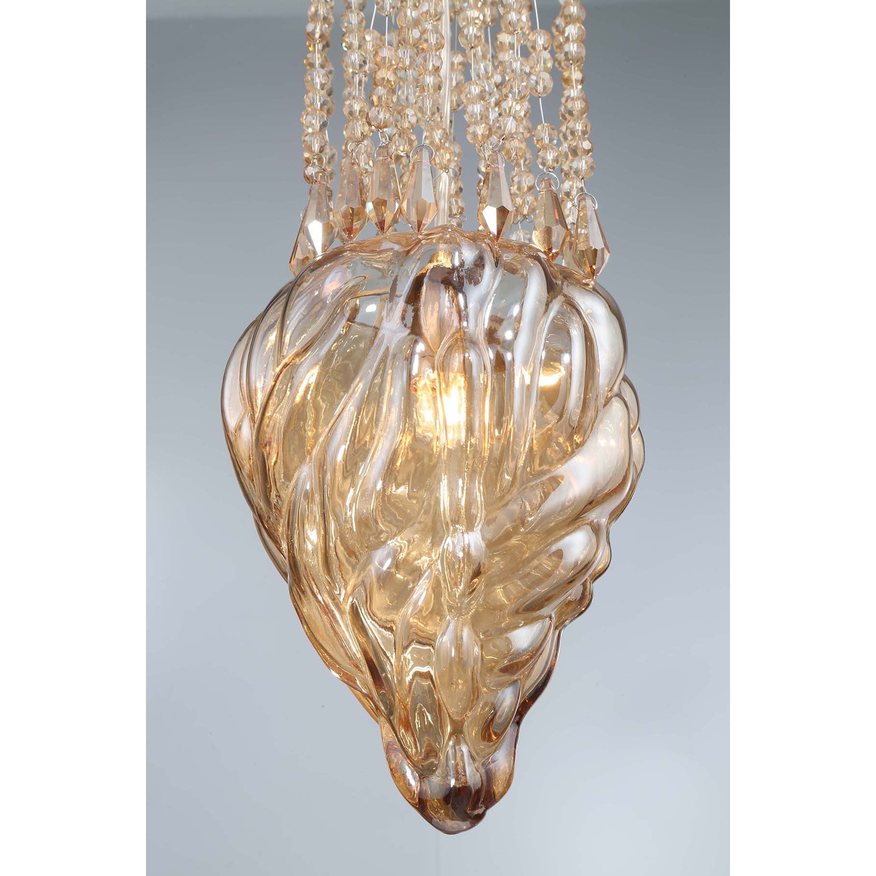 Eurofase Lighting Cascata 42" 7-light Oval Dimmable Halogen Bulb Polished Gold Chandelier With Clear Amber Crystal Glass Beading Shades