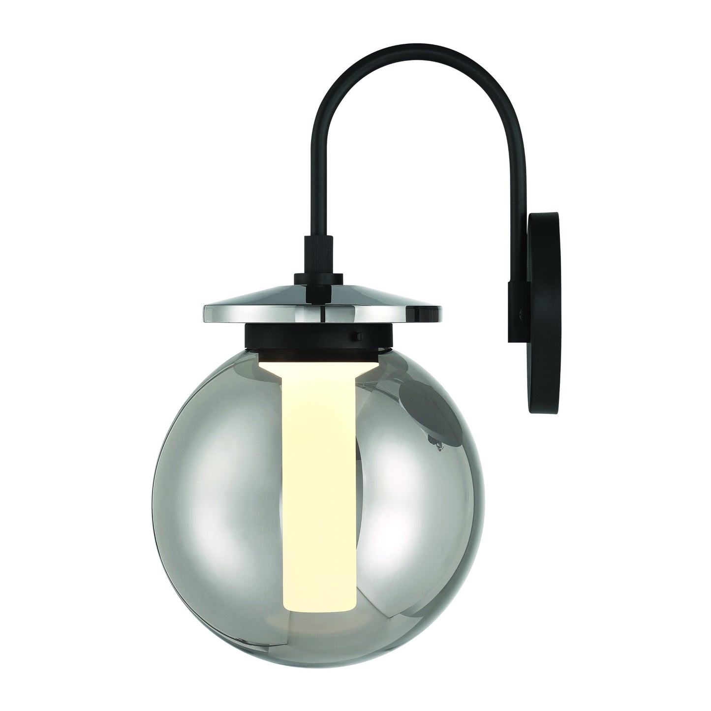 Eurofase Lighting Caswell 10" 1-Light Integrated LED Smoke Glass Shade Powder Coat Black Outdoor Wall Lantern