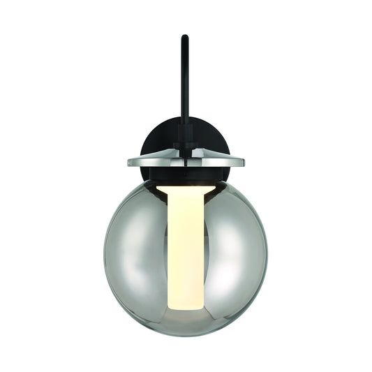 Eurofase Lighting Caswell 10" 1-Light Integrated LED Smoke Glass Shade Powder Coat Black Outdoor Wall Lantern