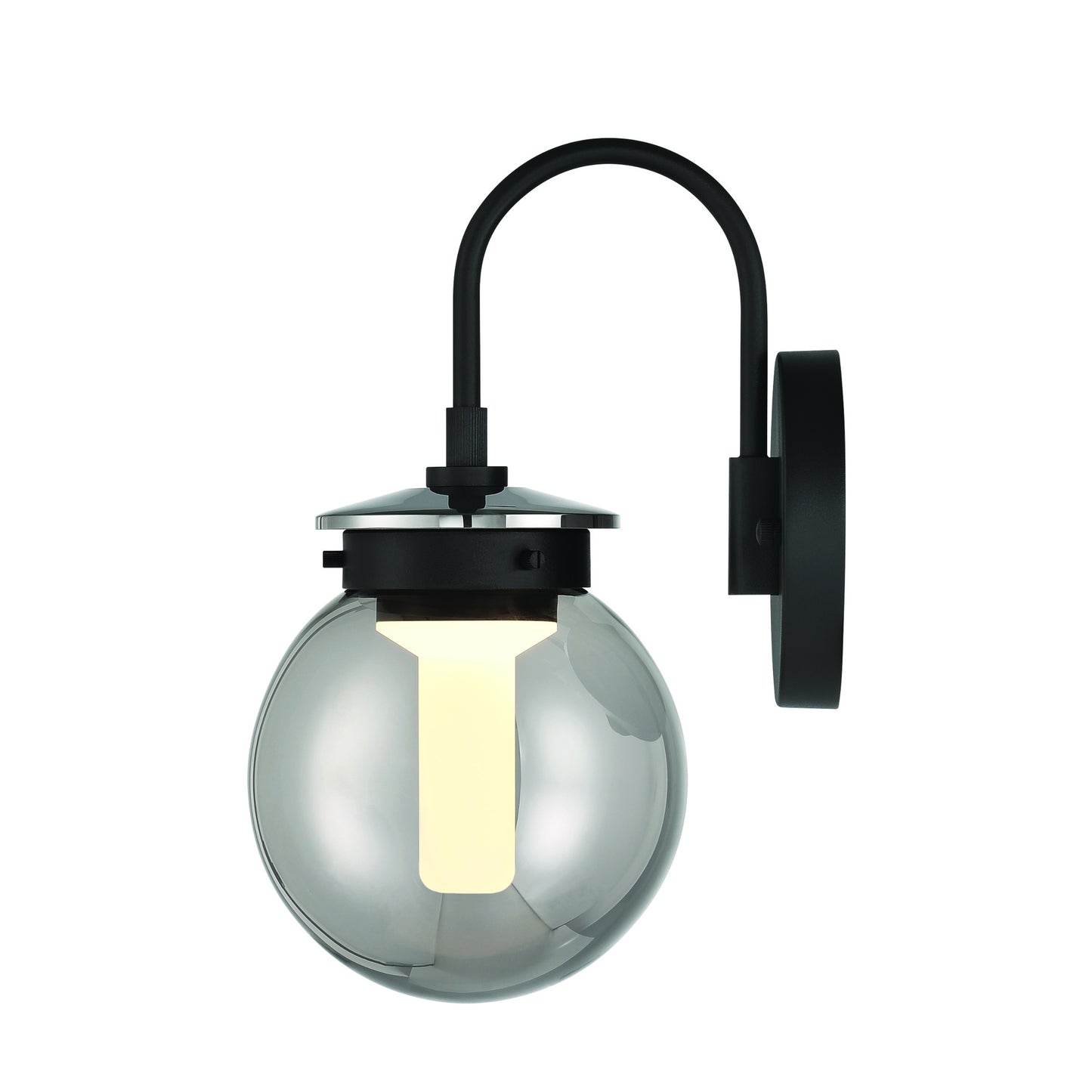Eurofase Lighting Caswell 6" 1-Light Integrated LED Smoke Glass Shade Powder Coat Black Outdoor Wall Lantern