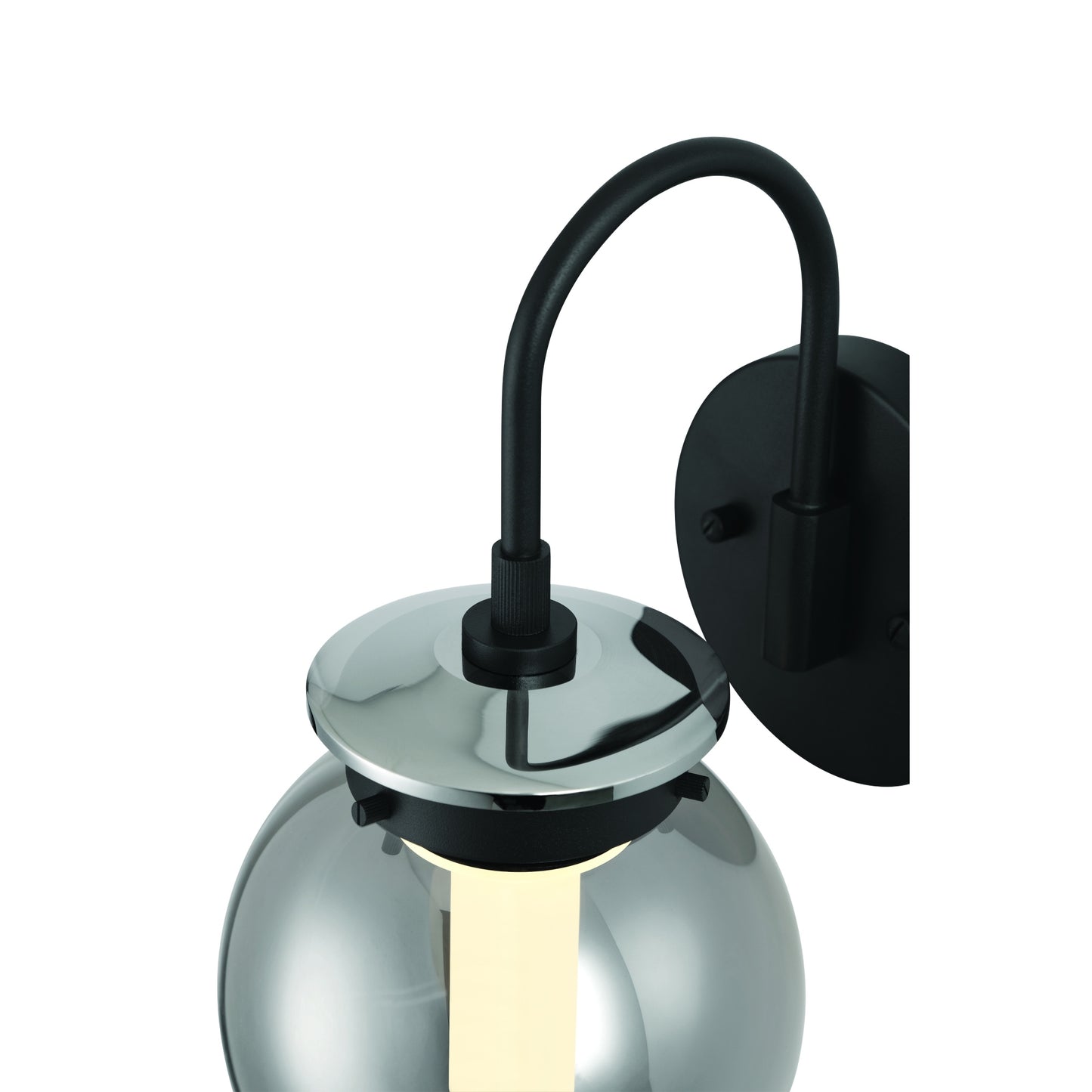 Eurofase Lighting Caswell 6" 1-Light Integrated LED Smoke Glass Shade Powder Coat Black Outdoor Wall Lantern