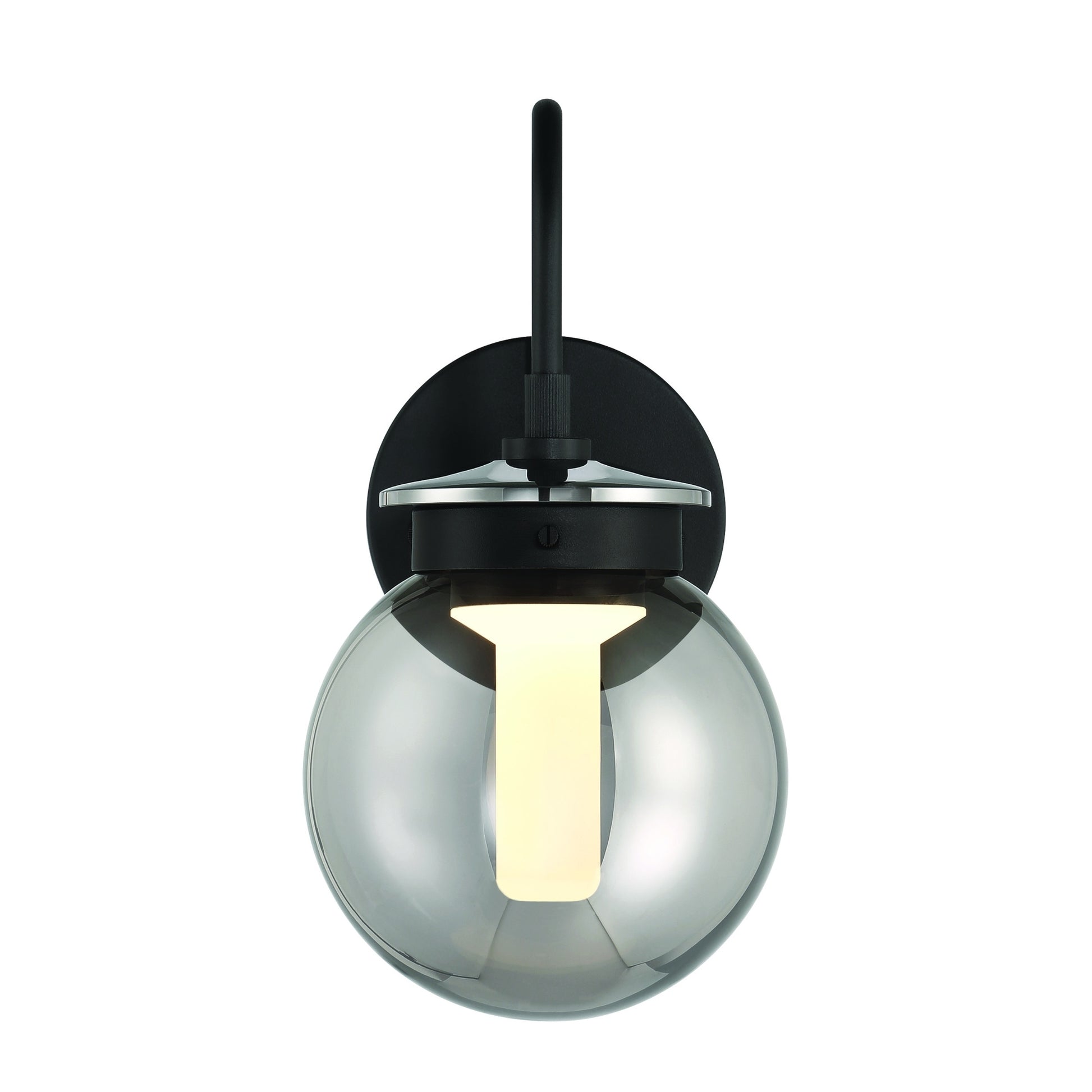 Eurofase Lighting Caswell 6" 1-Light Integrated LED Smoke Glass Shade Powder Coat Black Outdoor Wall Lantern