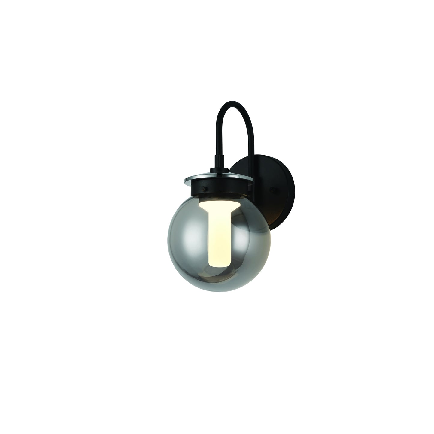 Eurofase Lighting Caswell 6" 1-Light Integrated LED Smoke Glass Shade Powder Coat Black Outdoor Wall Lantern