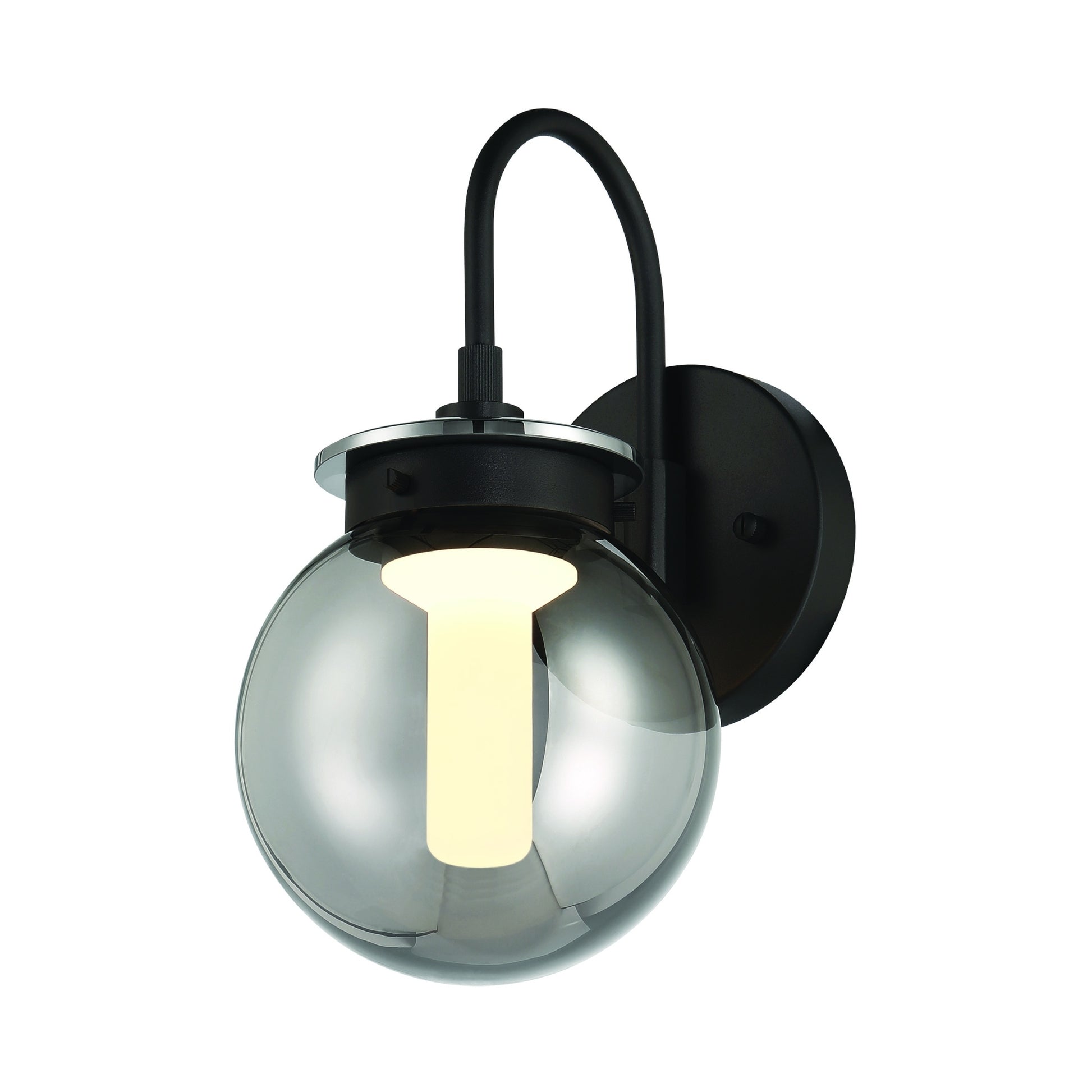 Eurofase Lighting Caswell 6" 1-Light Integrated LED Smoke Glass Shade Powder Coat Black Outdoor Wall Lantern