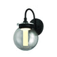 Eurofase Lighting Caswell 8" 1-Light Integrated LED Smoke Glass Shade Powder Coat Black Outdoor Wall Lantern