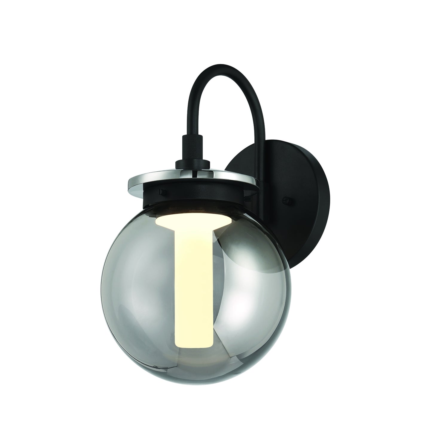 Eurofase Lighting Caswell 8" 1-Light Integrated LED Smoke Glass Shade Powder Coat Black Outdoor Wall Lantern