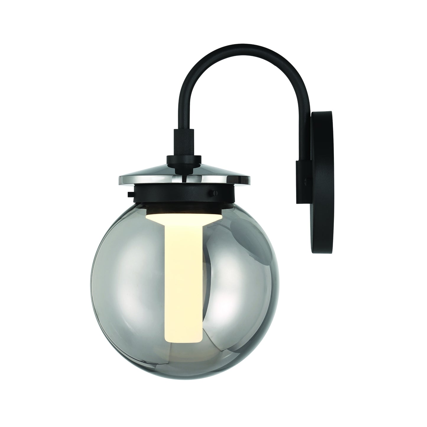 Eurofase Lighting Caswell 8" 1-Light Integrated LED Smoke Glass Shade Powder Coat Black Outdoor Wall Lantern