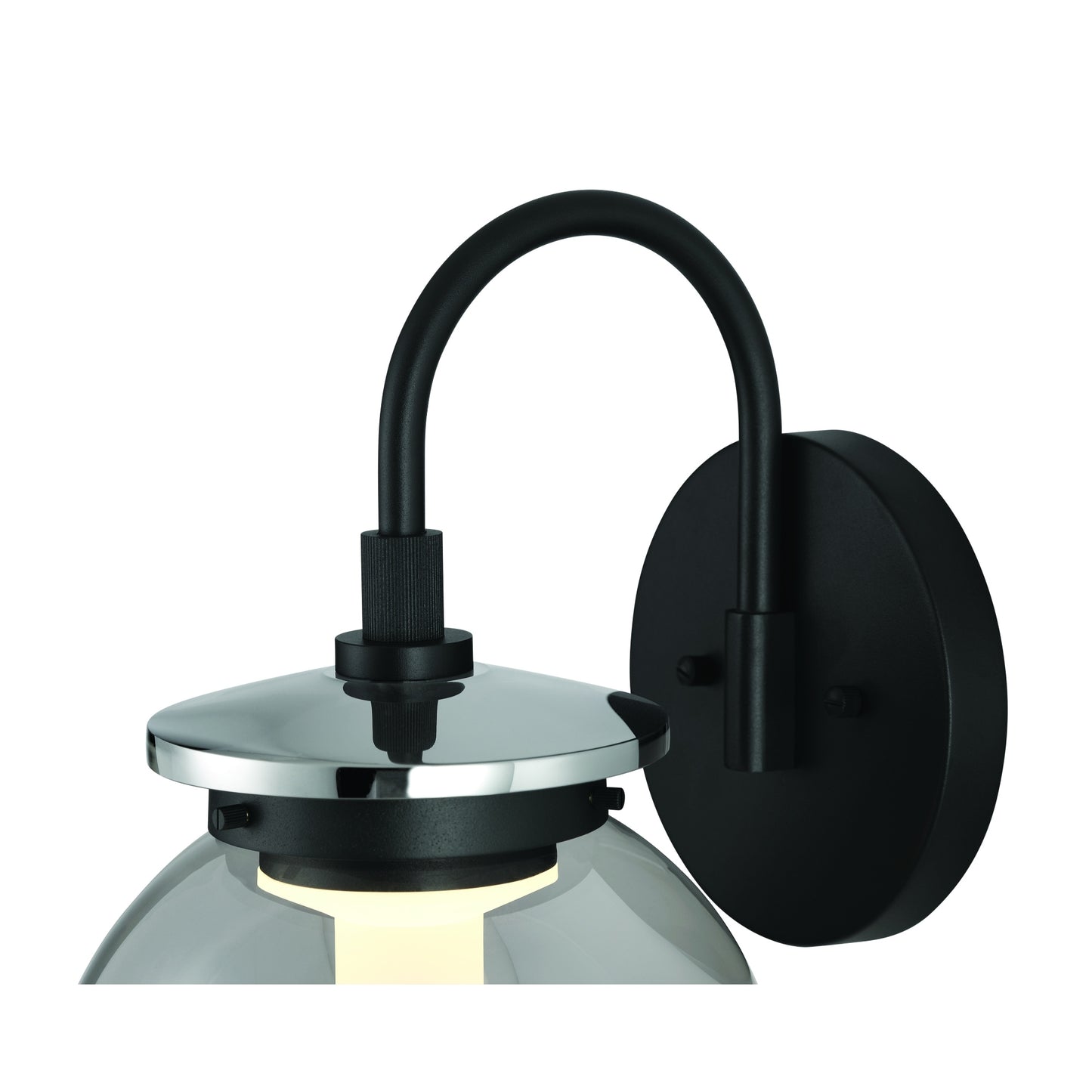 Eurofase Lighting Caswell 8" 1-Light Integrated LED Smoke Glass Shade Powder Coat Black Outdoor Wall Lantern