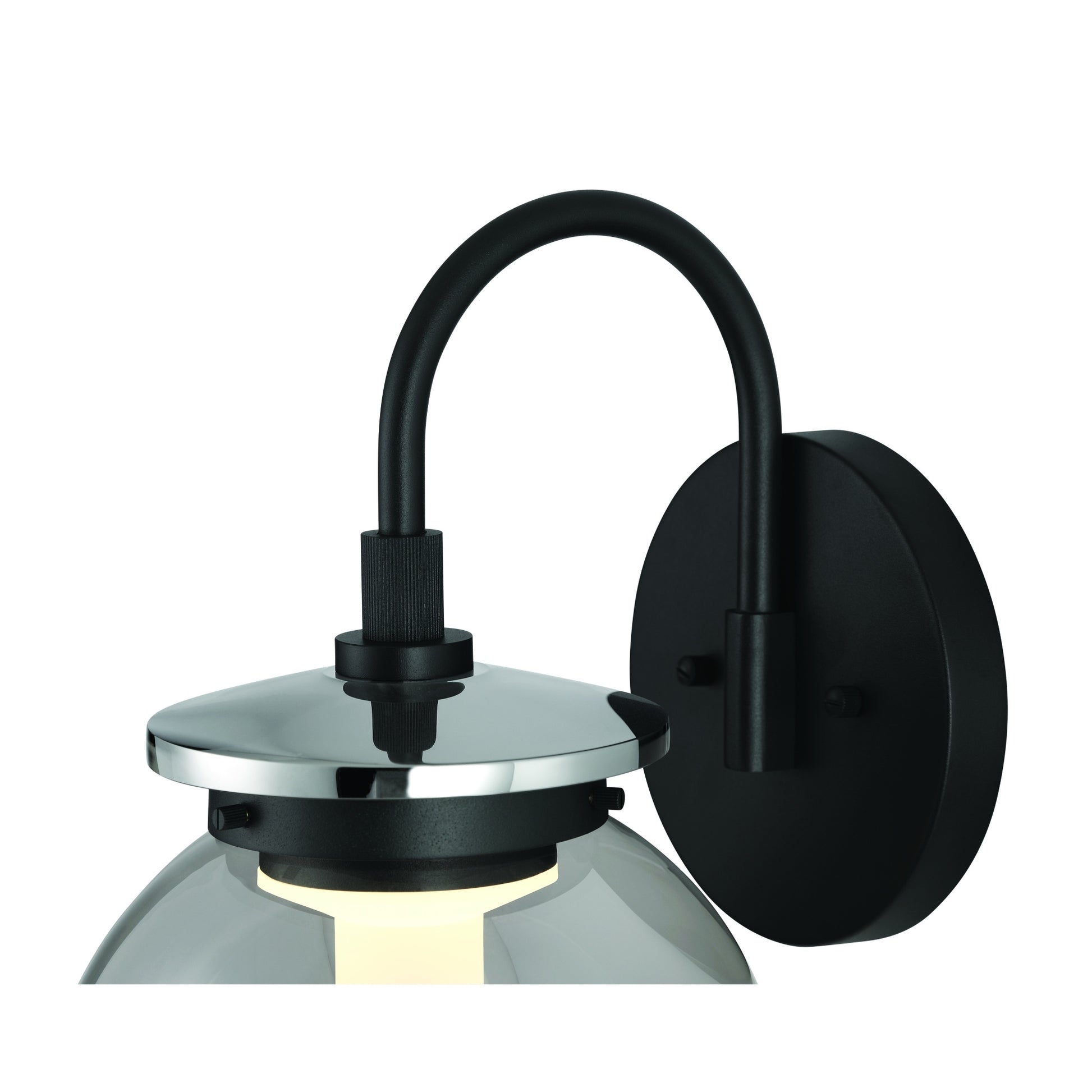 Eurofase Lighting Caswell 8" 1-Light Integrated LED Smoke Glass Shade Powder Coat Black Outdoor Wall Lantern