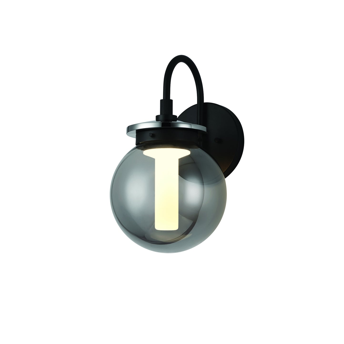 Eurofase Lighting Caswell 8" 1-Light Integrated LED Smoke Glass Shade Powder Coat Black Outdoor Wall Lantern