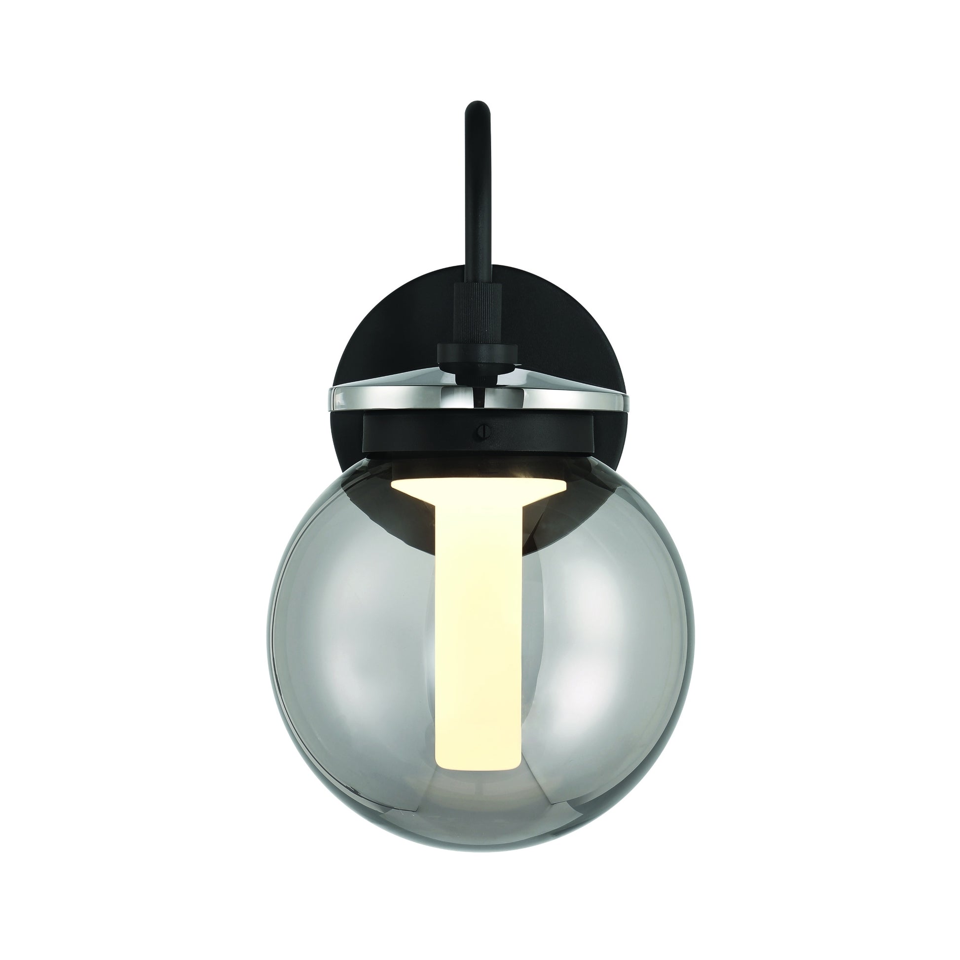 Eurofase Lighting Caswell 8" 1-Light Integrated LED Smoke Glass Shade Powder Coat Black Outdoor Wall Lantern