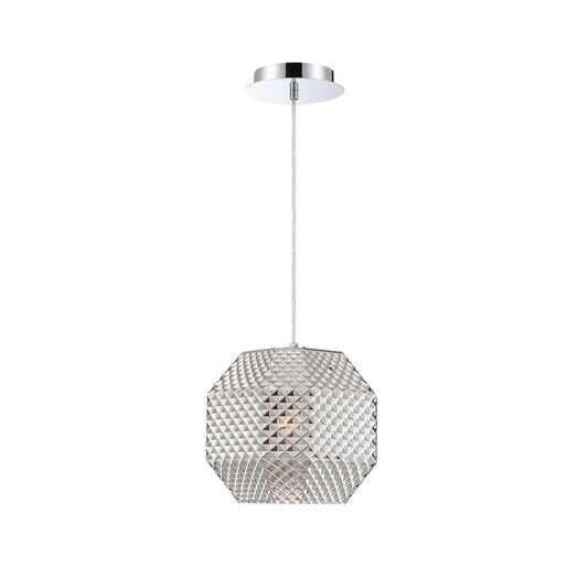 Eurofase Lighting Catalda 9" Dimmable Incandescent Chrome Pendant Light With Geometric Smoke Glass Shade