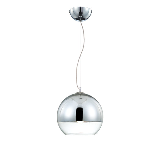 Eurofase Lighting Chromos 10" Small Dimmable Incandescent Chrome Pendant Light With Hand-Blown Clear Glass Shade