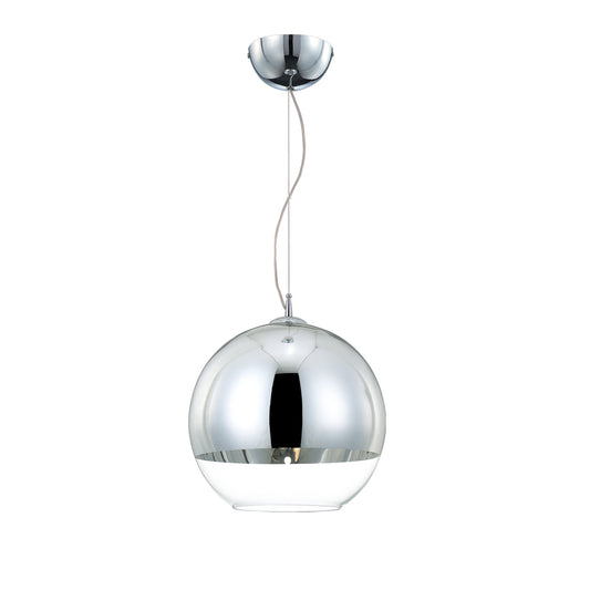 Eurofase Lighting Chromos 12" Medium Dimmable Incandescent Chrome Pendant Light With Hand-Blown Clear Glass Shade