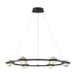 Eurofase Lighting Circolo 36" 6-Light Dimmable Integrated LED Black Round Chandelier With Seeded Glass Orb Shades