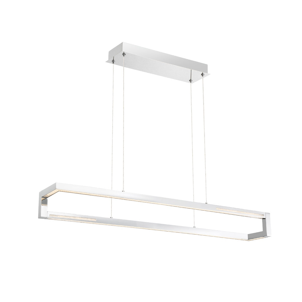 Eurofase Lighting Clinton 39" Small Dimmable Integrated LED Metal Linear Chrome Chandelier With Clear Crystal Shade