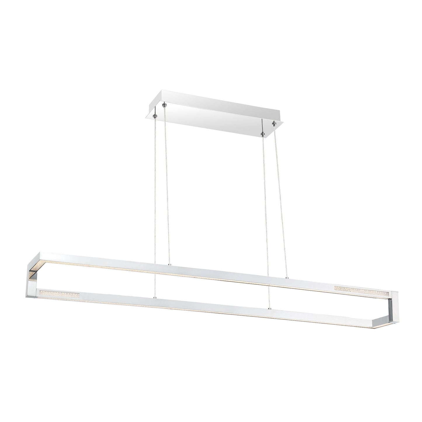 Eurofase Lighting Clinton 47" Large Dimmable Integrated LED Metal Linear Chrome Chandelier With Clear Crystal Shade