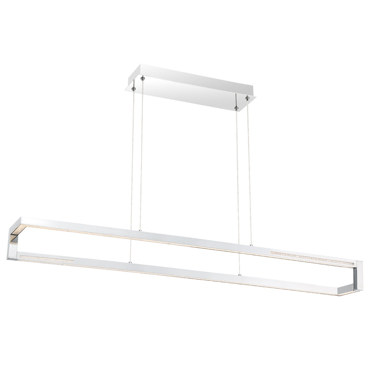 Eurofase Lighting Clinton 47" Large Dimmable Integrated LED Metal Linear Chrome Chandelier With Clear Crystal Shade