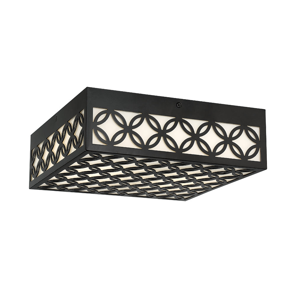 Eurofase Lighting Clover 12" Black Dimmable Integrated LED Flush Mount With White Glass Shade