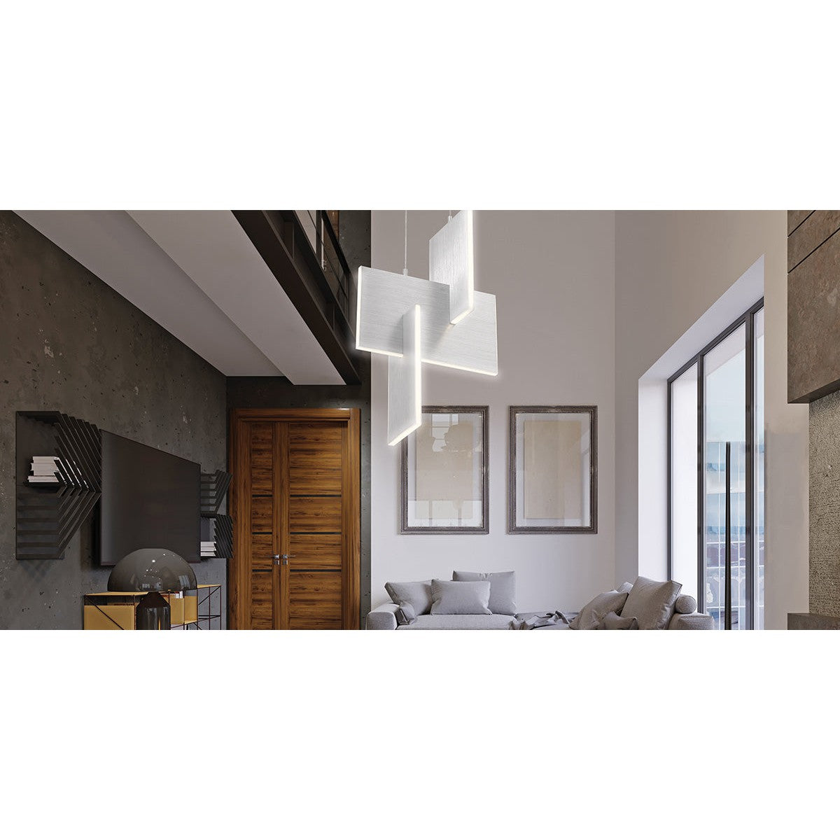 Eurofase Lighting Coburg 14" Small Dimmable Integrated LED Aluminum Pendant Light With Clear Acrylic Shade