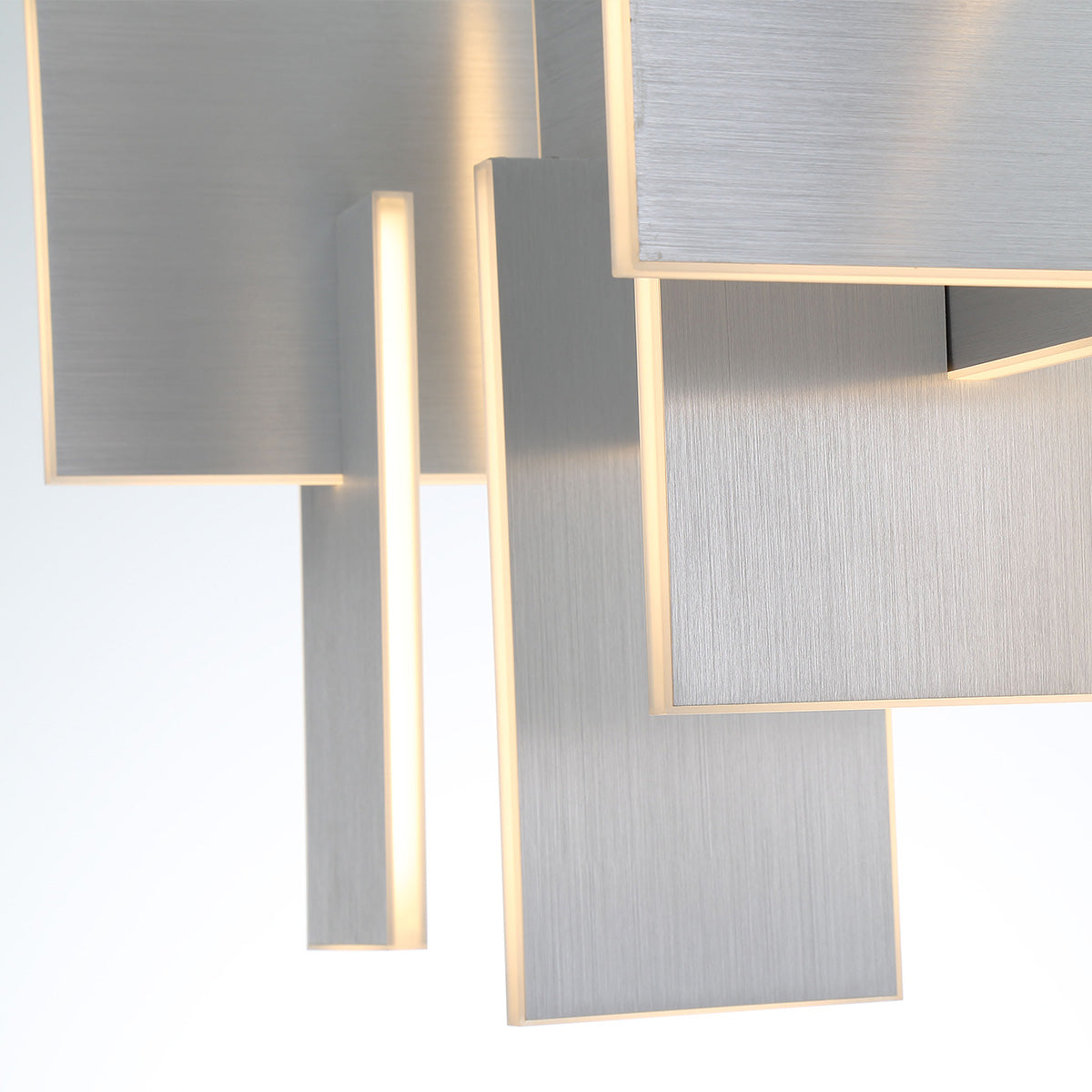 Eurofase Lighting Coburg 33" Large Dimmable Integrated LED Metal Linear Aluminum Chandelier With Clear Acrylic Shades