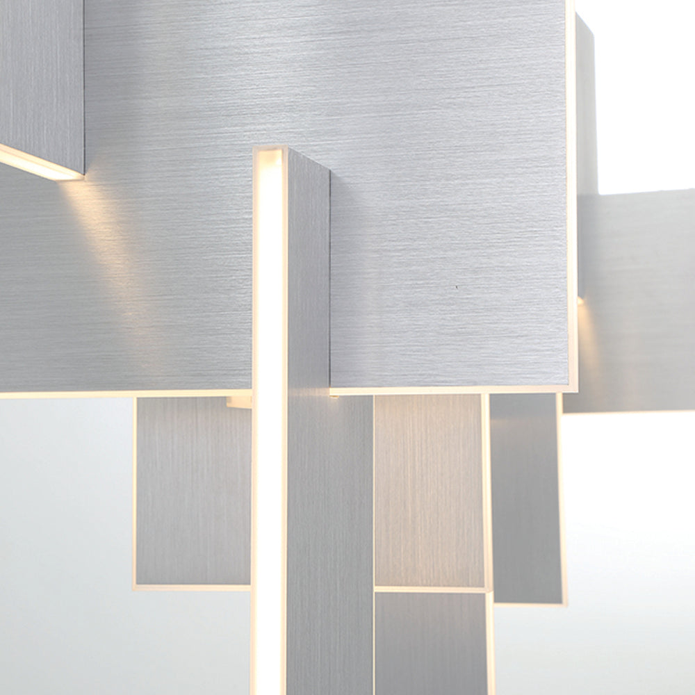 Eurofase Lighting Coburg 42" Extra Large Dimmable Integrated LED Metal Linear Aluminum Chandelier With White Acrylic Shades