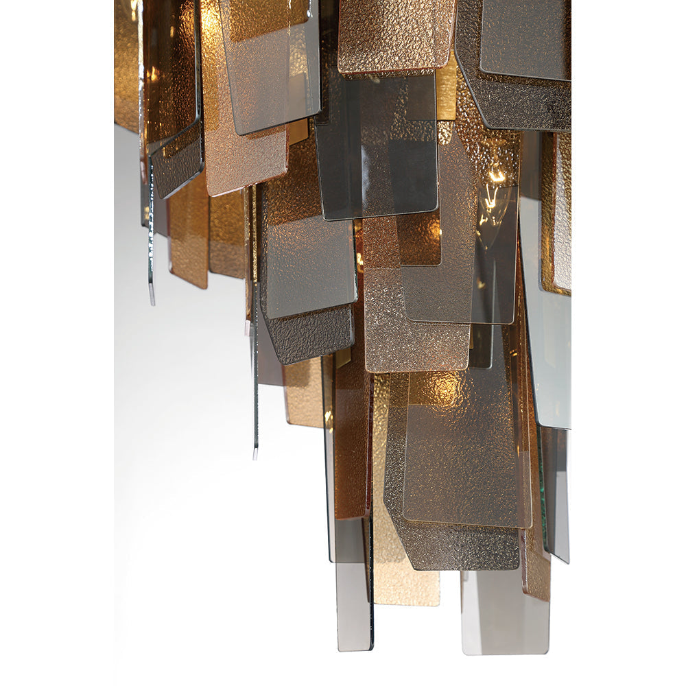 Eurofase Lighting Cocolina 29" 19-light Incandescent Antique Brass Round Chandelier With Amber Glass Shade Accents