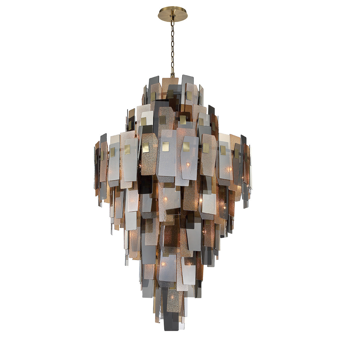 Eurofase Lighting Cocolina 44" 39-light Incandescent Antique Brass Round Chandelier With Amber Glass Shade Accents