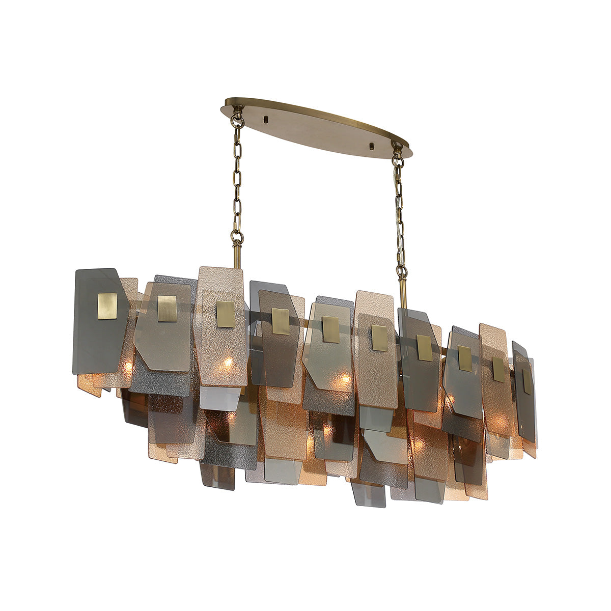 Eurofase Lighting Cocolina 48" 11-light Incandescent Antique Brass Linear Chandelier With Amber Glass Shade Accents