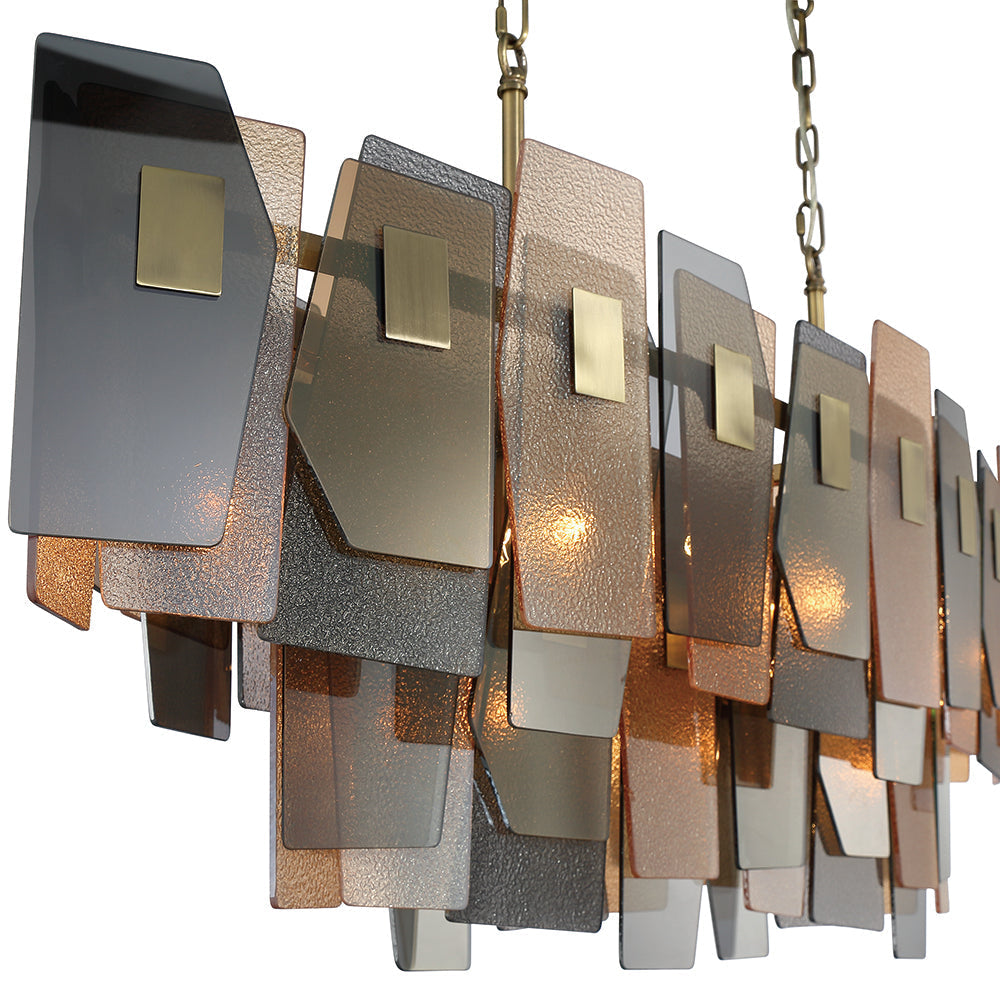 Eurofase Lighting Cocolina 48" 11-light Incandescent Antique Brass Linear Chandelier With Amber Glass Shade Accents